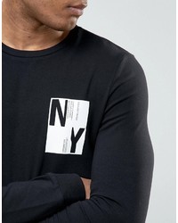 T-shirt à manche longue imprimé noir Asos