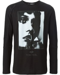 T-shirt à manche longue imprimé noir Tom Rebl