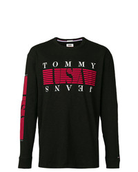 T-shirt à manche longue imprimé noir Tommy Jeans