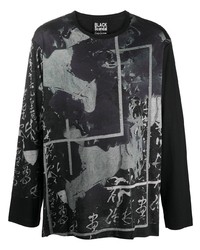 T-shirt à manche longue imprimé noir Yohji Yamamoto