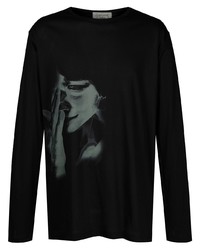 T-shirt à manche longue imprimé noir Yohji Yamamoto