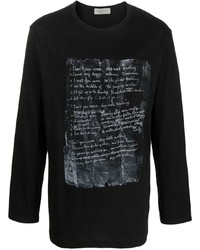 T-shirt à manche longue imprimé noir Yohji Yamamoto