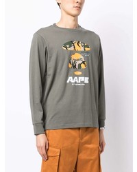 T-shirt à manche longue imprimé olive AAPE BY A BATHING APE