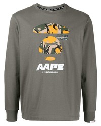 T-shirt à manche longue imprimé olive AAPE BY A BATHING APE