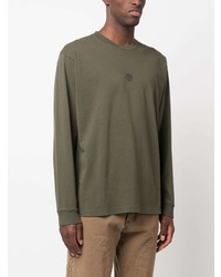 T-shirt à manche longue imprimé olive Stone Island