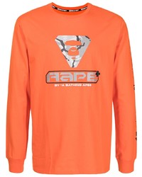 T-shirt à manche longue imprimé orange AAPE BY A BATHING APE