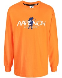 T-shirt à manche longue imprimé orange AAPE BY A BATHING APE