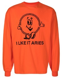 T-shirt à manche longue imprimé orange Aries