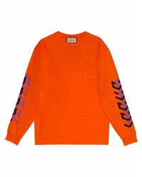 T-shirt à manche longue imprimé orange Gucci