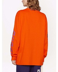 T-shirt à manche longue imprimé orange Gucci