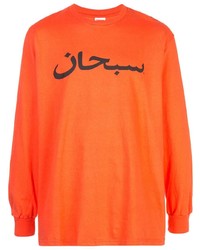 T-shirt à manche longue imprimé orange Supreme