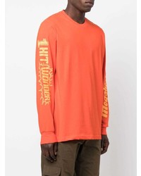 T-shirt à manche longue imprimé orange Diesel