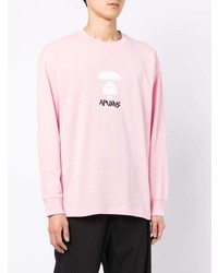T-shirt à manche longue imprimé rose AAPE BY A BATHING APE