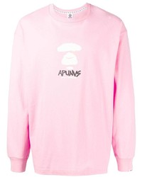 T-shirt à manche longue imprimé rose AAPE BY A BATHING APE