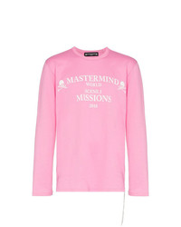 T-shirt à manche longue imprimé rose Mastermind Japan