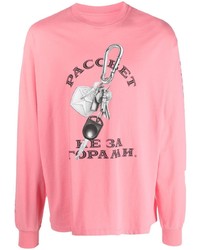 T-shirt à manche longue imprimé rose PACCBET