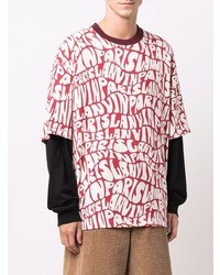 T-shirt à manche longue imprimé rouge Lanvin