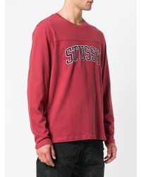 T-shirt à manche longue imprimé rouge Stussy