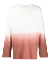 T-shirt à manche longue imprimé tie-dye blanc et rose Marine Serre