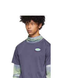 T-shirt à manche longue imprimé tie-dye bleu marine Keenkee