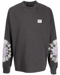 T-shirt à manche longue imprimé tie-dye gris foncé FIVE CM
