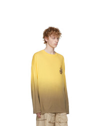 T-shirt à manche longue imprimé tie-dye jaune Moncler Genius