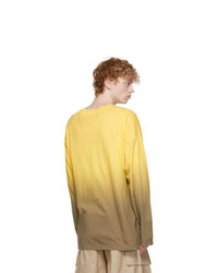 T-shirt à manche longue imprimé tie-dye jaune Moncler Genius