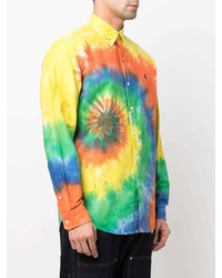 T-shirt à manche longue imprimé tie-dye multicolore Polo Ralph Lauren
