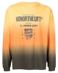 T-shirt à manche longue imprimé tie-dye orange HONOR THE GIFT