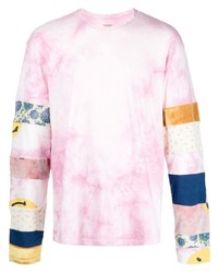 T-shirt à manche longue imprimé tie-dye rose KAPITAL