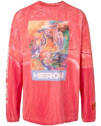 T-shirt à manche longue imprimé tie-dye rouge Heron Preston