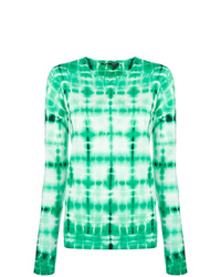T-shirt à manche longue imprimé tie-dye vert menthe