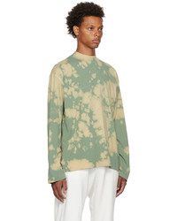 T-shirt à manche longue imprimé tie-dye vert menthe Dries Van Noten