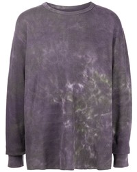 T-shirt à manche longue imprimé tie-dye violet