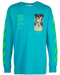 T-shirt à manche longue imprimé turquoise Off-White