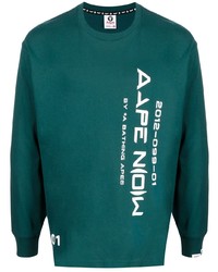 T-shirt à manche longue imprimé vert foncé AAPE BY A BATHING APE