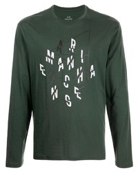 T-shirt à manche longue imprimé vert foncé Armani Exchange