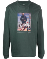 T-shirt à manche longue imprimé vert foncé Carhartt WIP