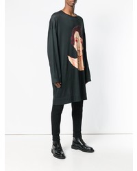 T-shirt à manche longue imprimé vert foncé Yohji Yamamoto