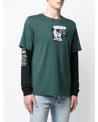 T-shirt à manche longue imprimé vert foncé Diesel