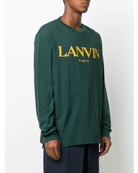 T-shirt à manche longue imprimé vert foncé Lanvin