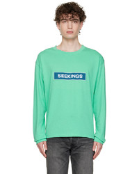 T-shirt à manche longue imprimé vert menthe Seekings