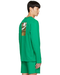 T-shirt à manche longue imprimé vert Helmut Lang