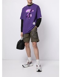 T-shirt à manche longue imprimé violet AAPE BY A BATHING APE