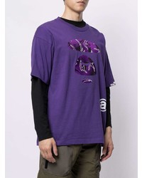 T-shirt à manche longue imprimé violet AAPE BY A BATHING APE