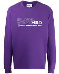 T-shirt à manche longue imprimé violet Blood Brother