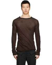 T-shirt à manche longue marron foncé Rick Owens