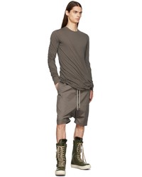 T-shirt à manche longue marron foncé Rick Owens