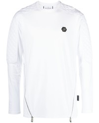T-shirt à manche longue matelassé blanc Philipp Plein