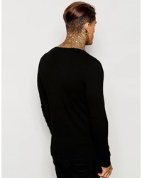 T-shirt à manche longue noir Asos